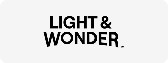 Light & Wonder logo with black text on a white rounded rectangle background.
