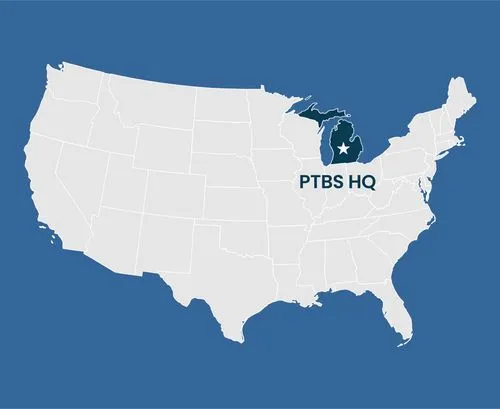 PTBS HQ on map of America