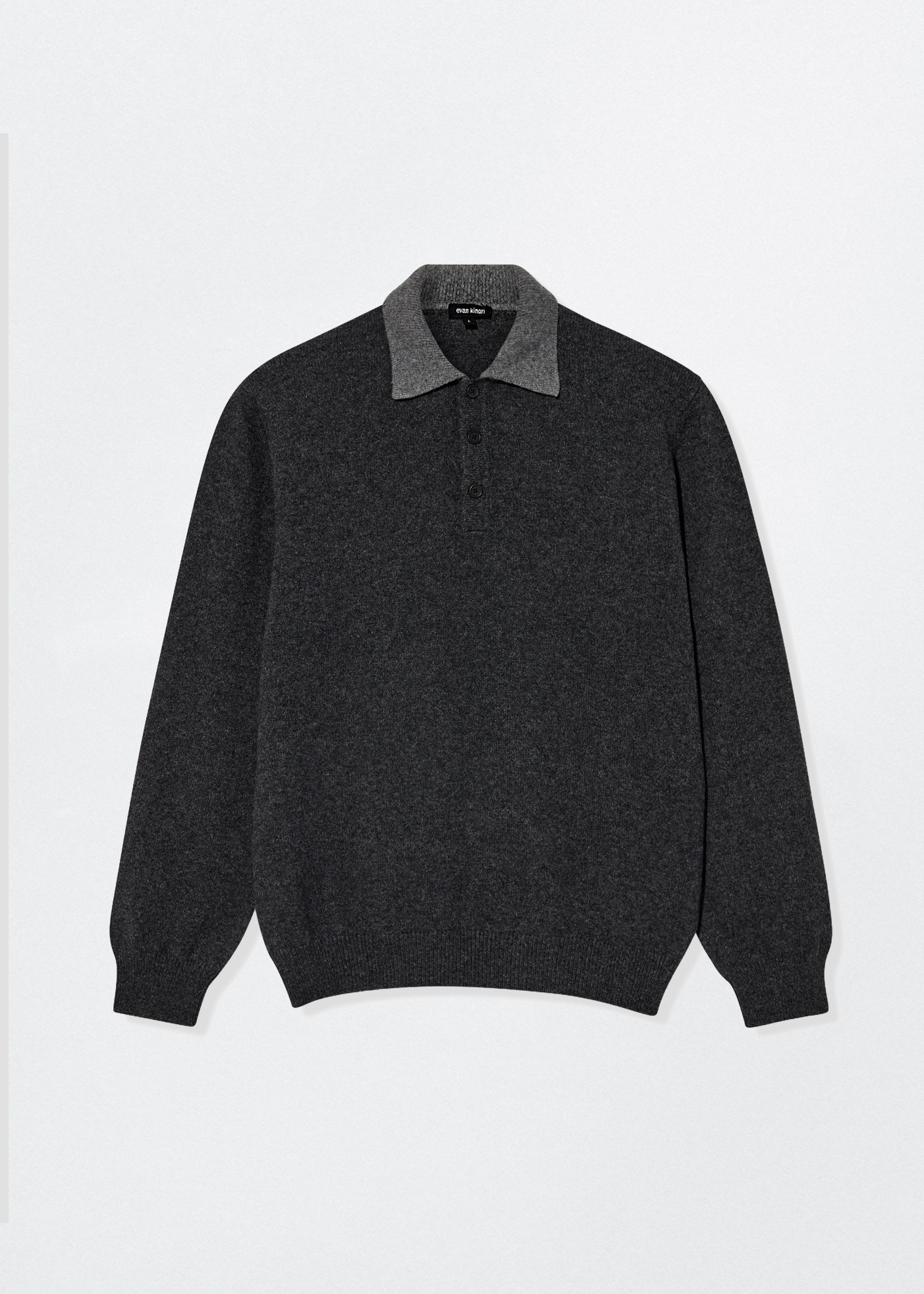 Knit Polo –– Undyed Yak Wool (Charcoal/Light Grey)