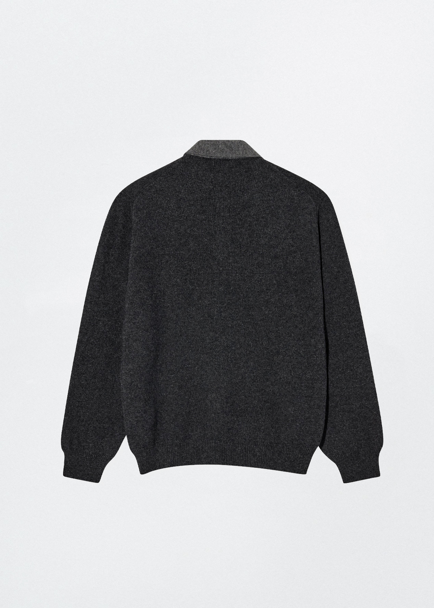 Knit Polo –– Undyed Yak Wool (Charcoal/Light Grey)