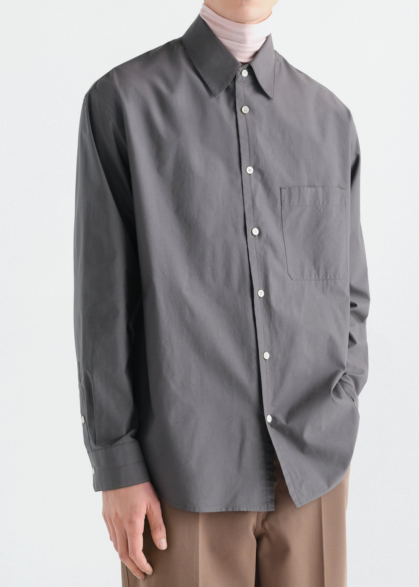 Regular Shirt –– Washed Cotton Silk (Steel)