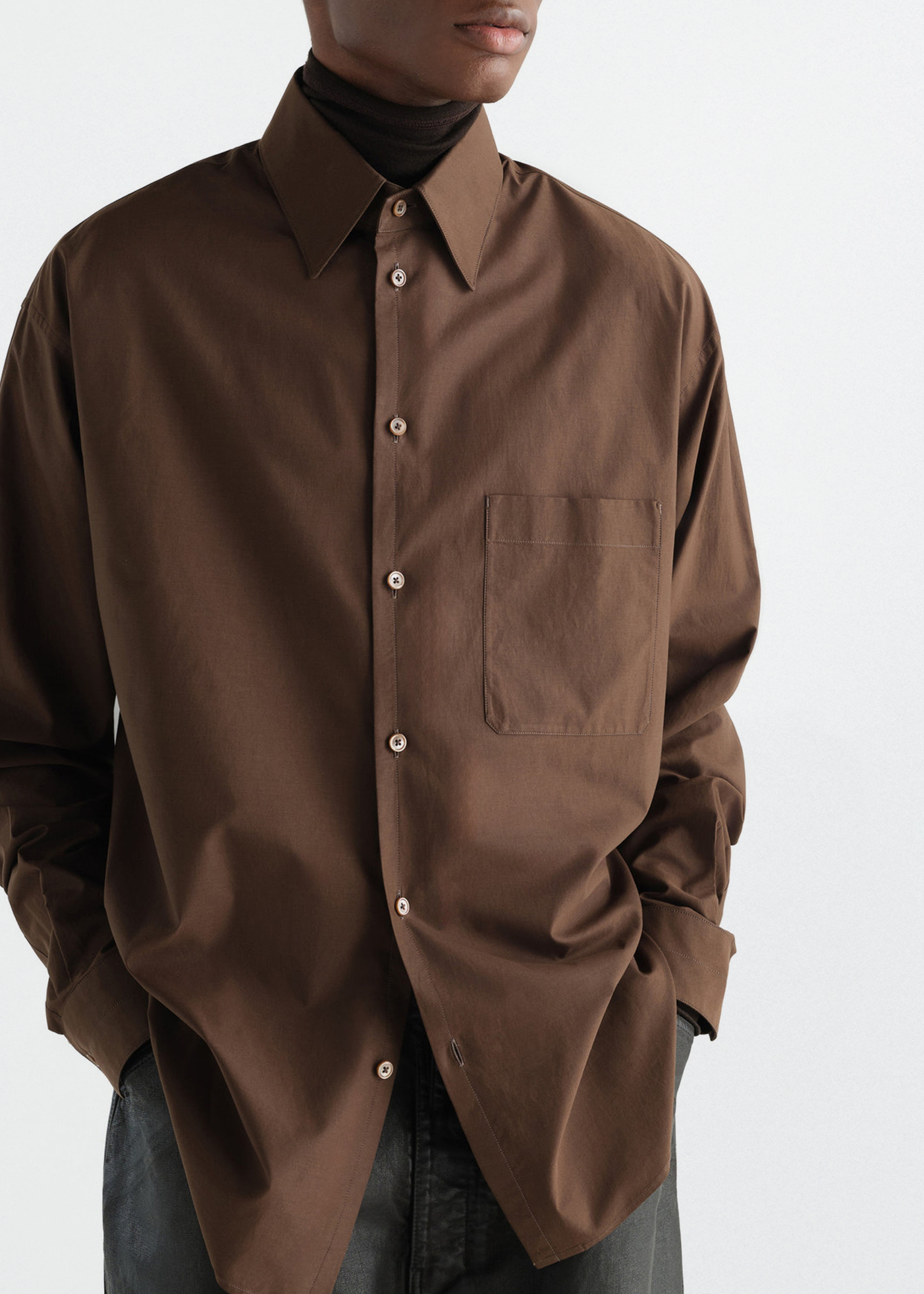 Regular Shirt –– Washed Cotton Silk (Truffle)
