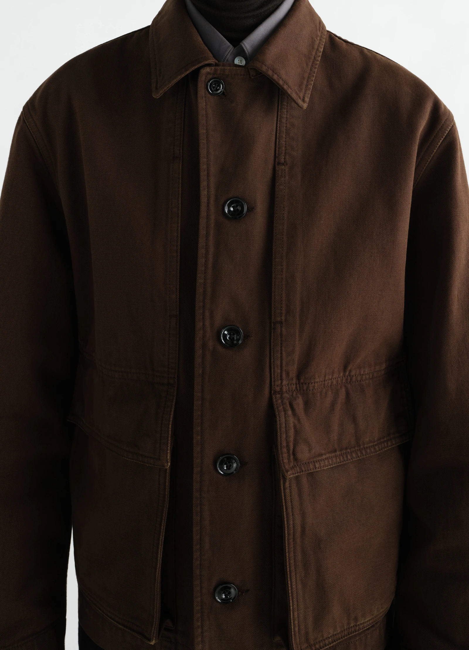 Boxy Jacket –– Dyed Heavy Broken Twill (Ristretto)