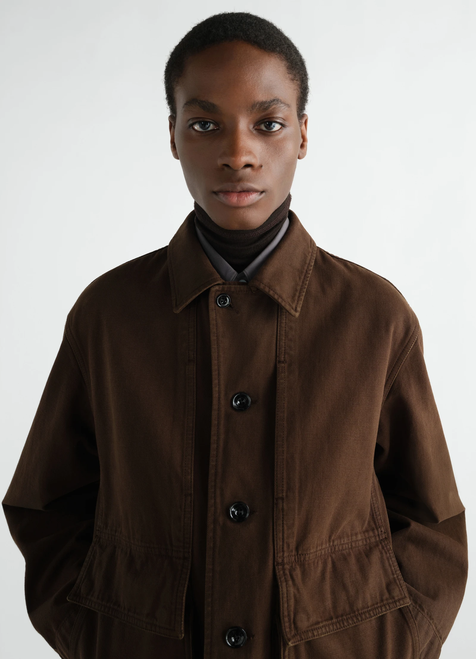 Boxy Jacket –– Dyed Heavy Broken Twill (Ristretto)