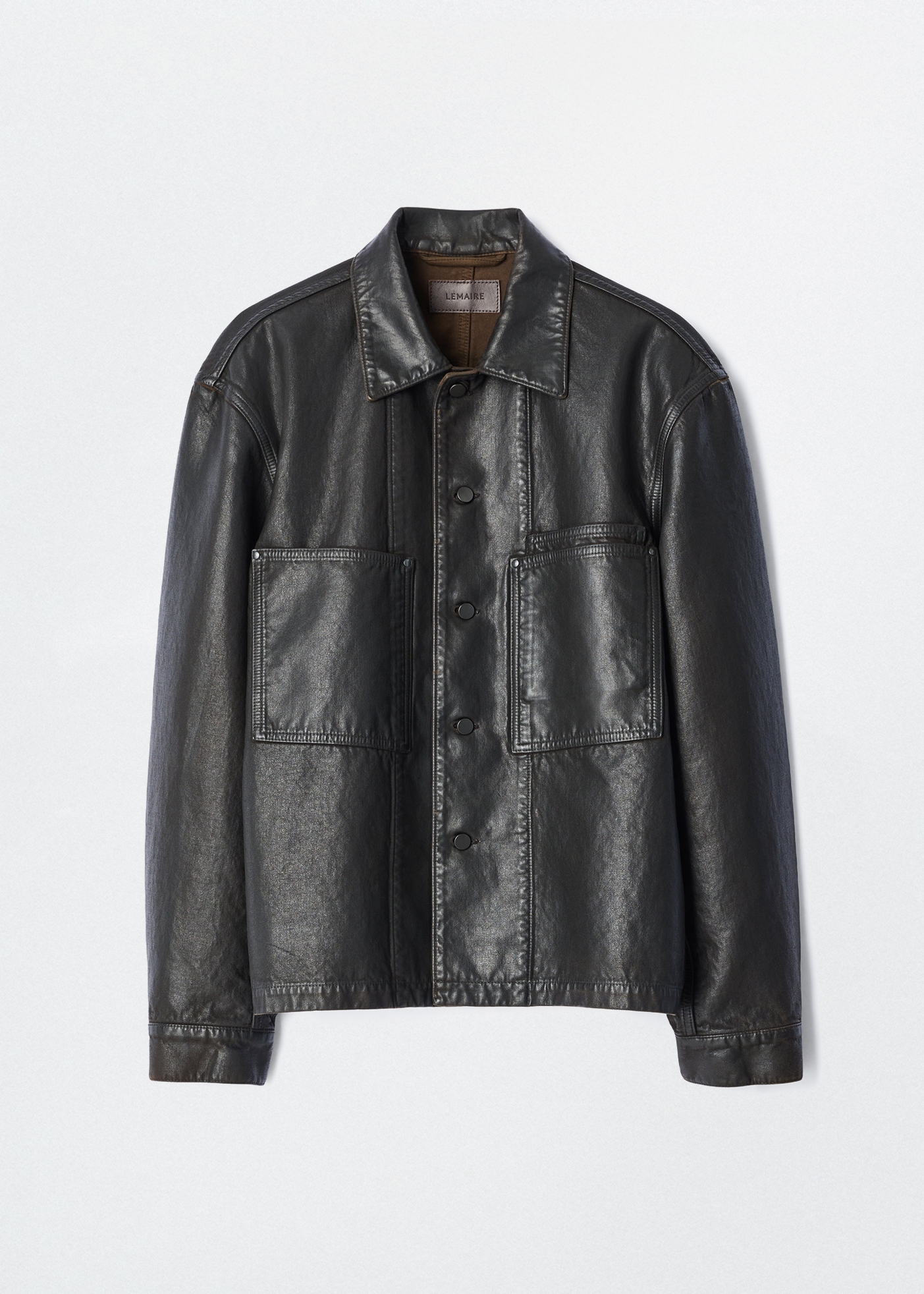 Workwear Overshirt –– Coated Denim (Licorice)