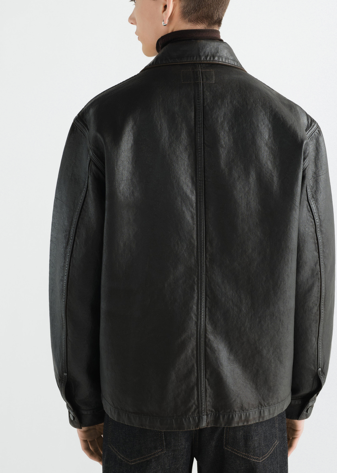 Workwear Overshirt –– Coated Denim (Licorice)