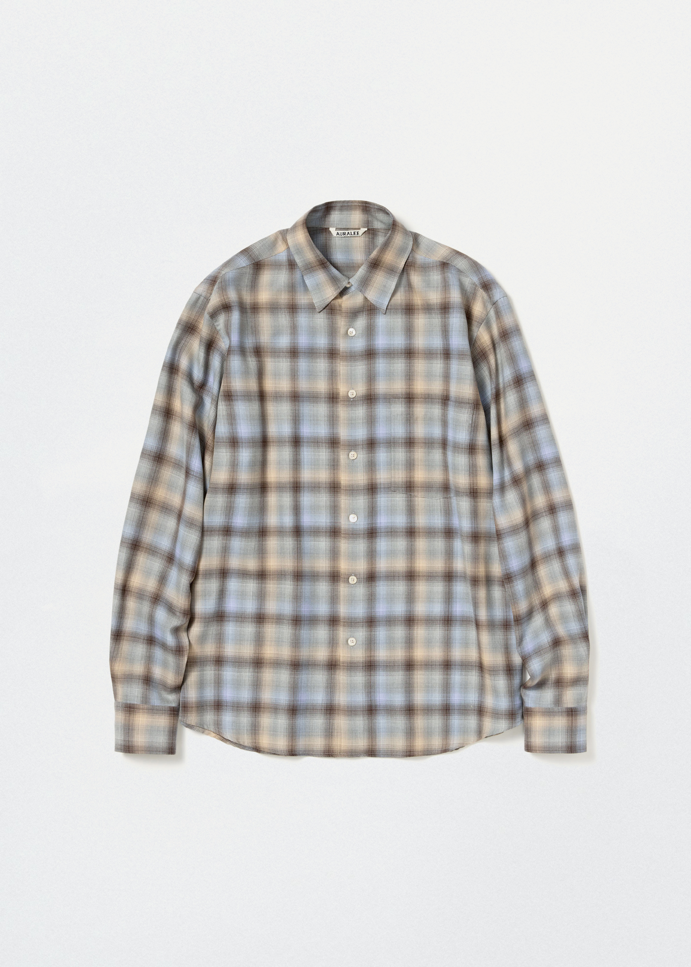 Super Light Wool Check Shirt –– Blue Orange Check