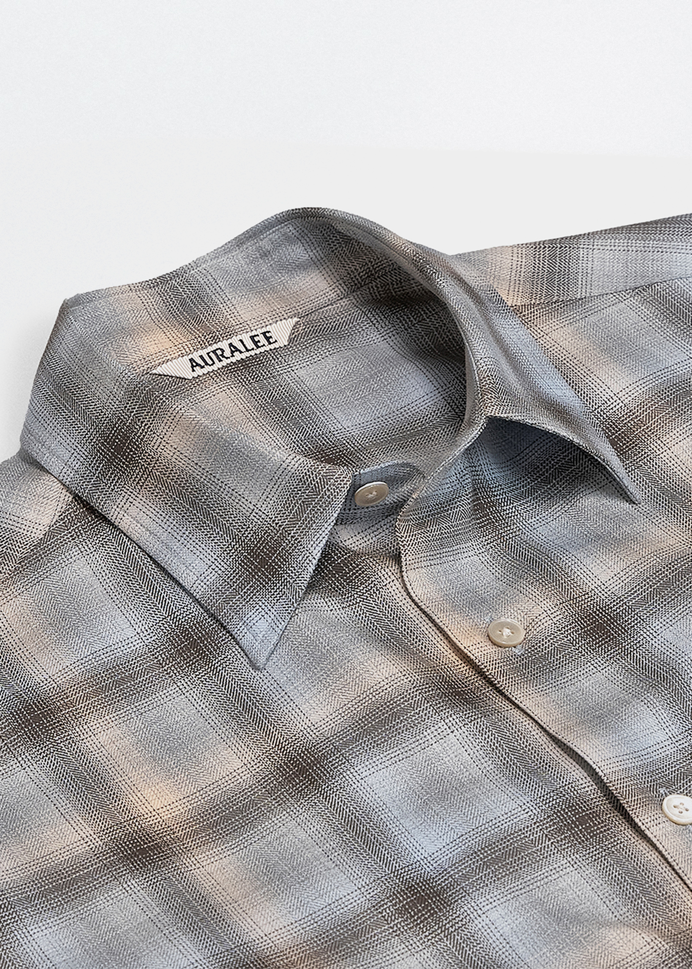 Super Light Wool Check Shirt –– Blue Orange Check
