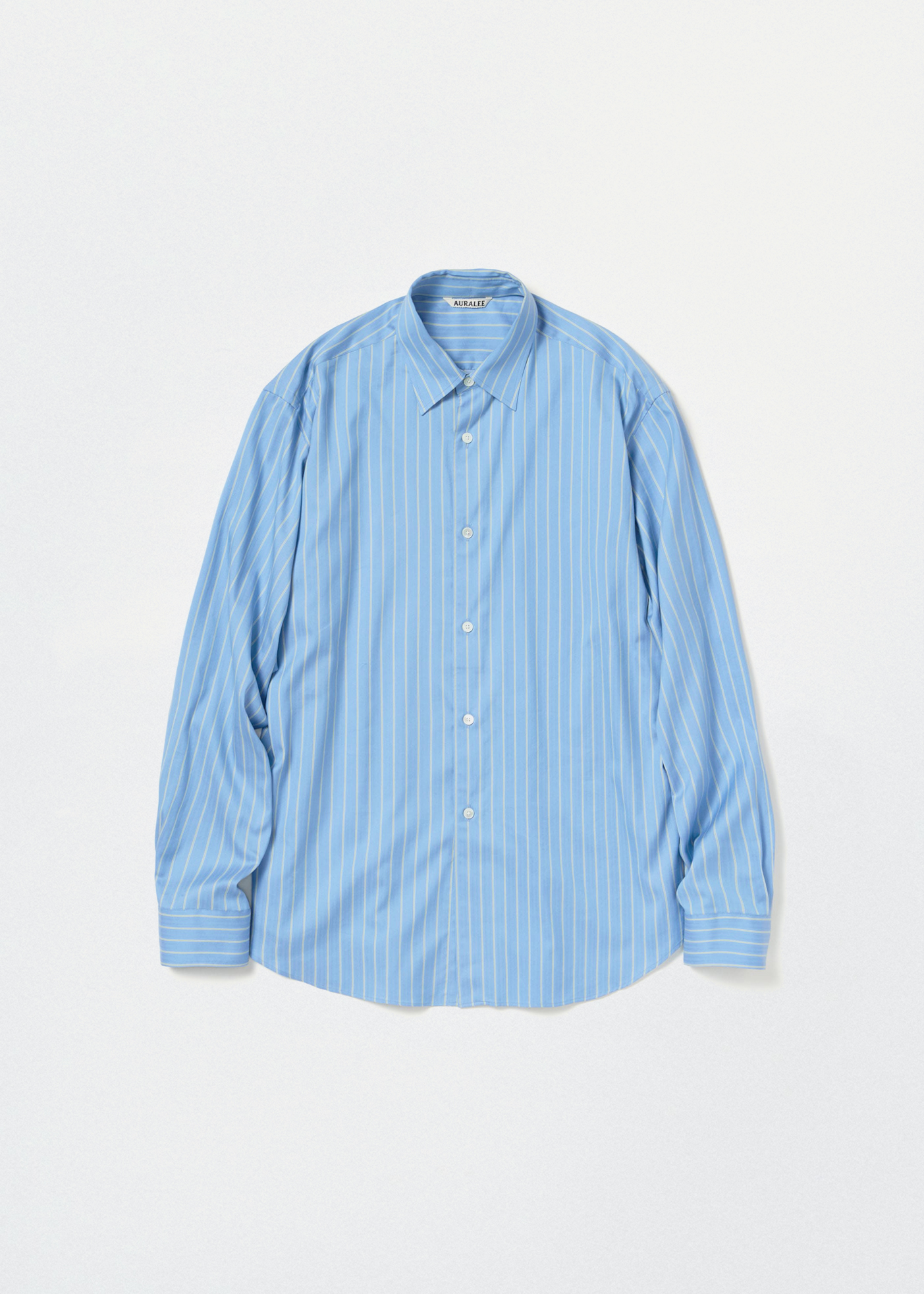 Cotton Silk Stripe Shirt –– Sax Blue Stripe