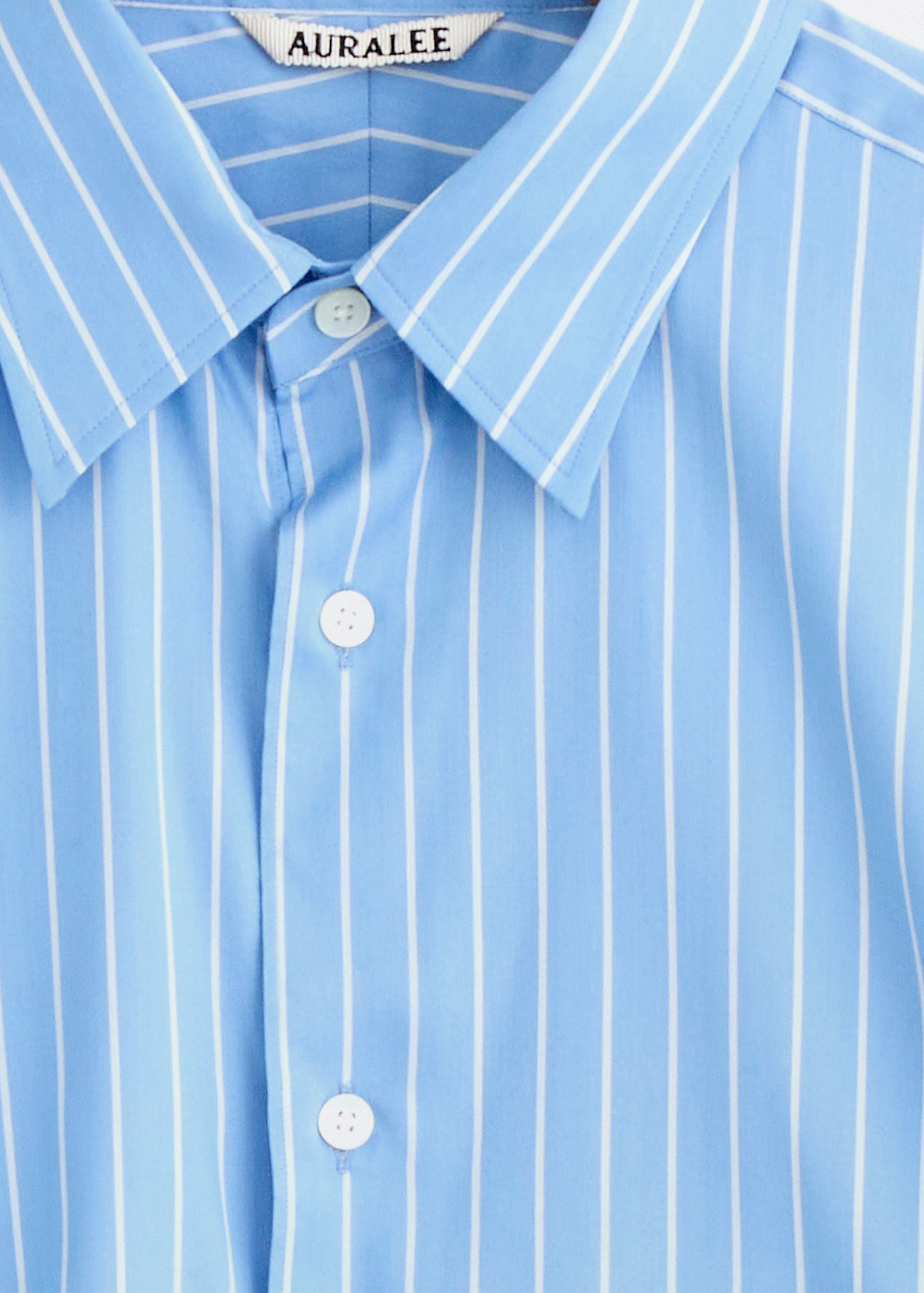 Cotton Silk Stripe Shirt –– Sax Blue Stripe