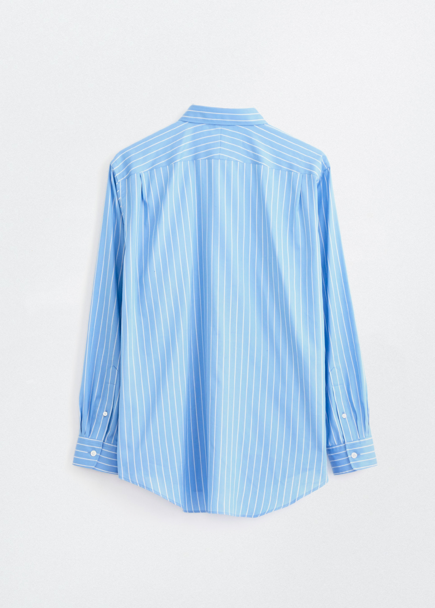 Cotton Silk Stripe Shirt –– Sax Blue Stripe
