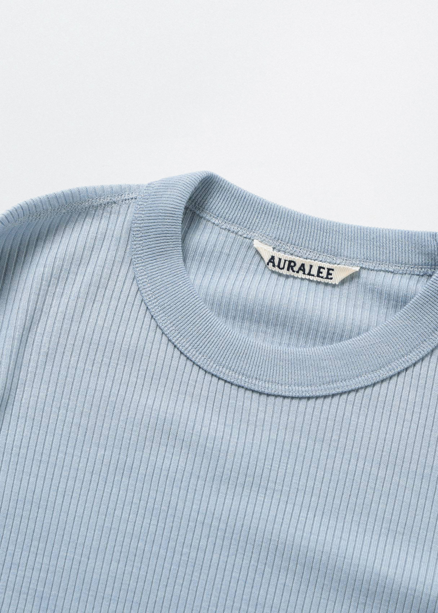 Wool Silk Soft Rib L/S –– Light Blue
