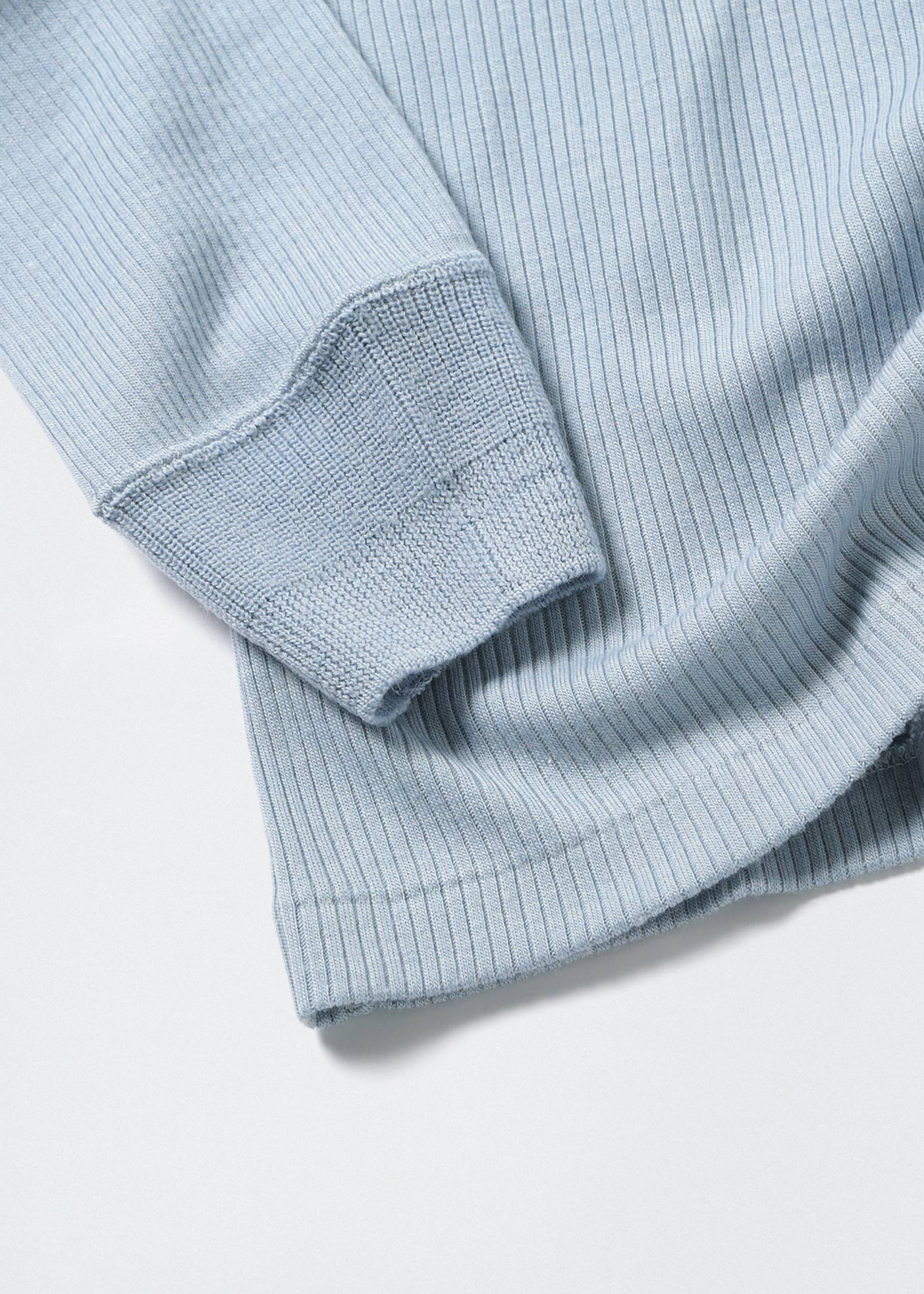 Wool Silk Soft Rib L/S –– Light Blue