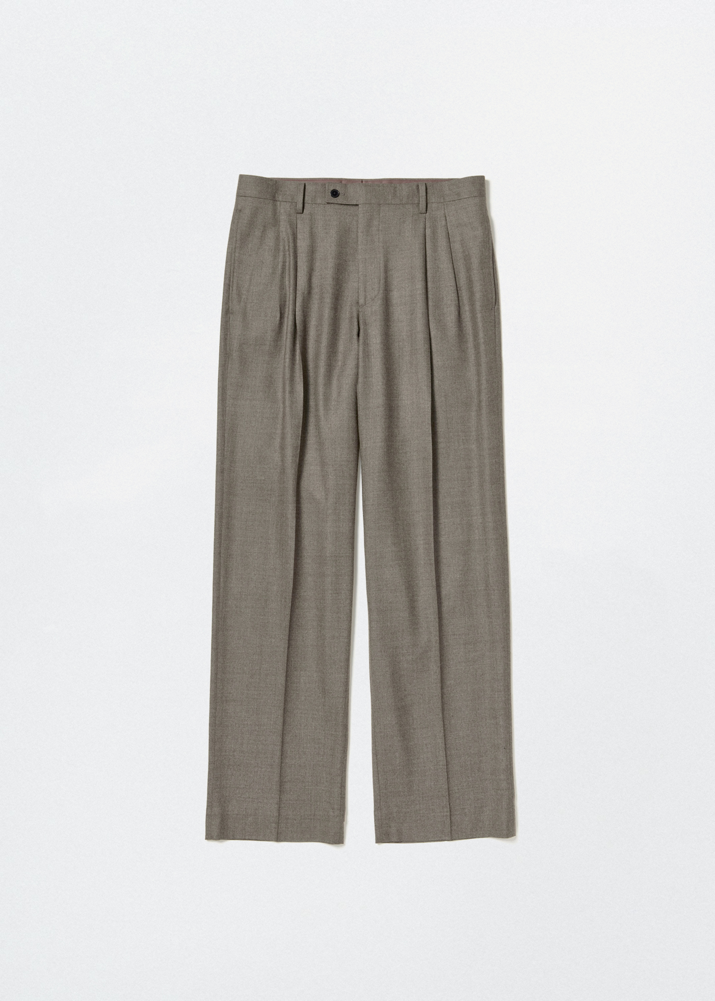 Super Light Wool Two-Tuck Slacks –– Top Brown