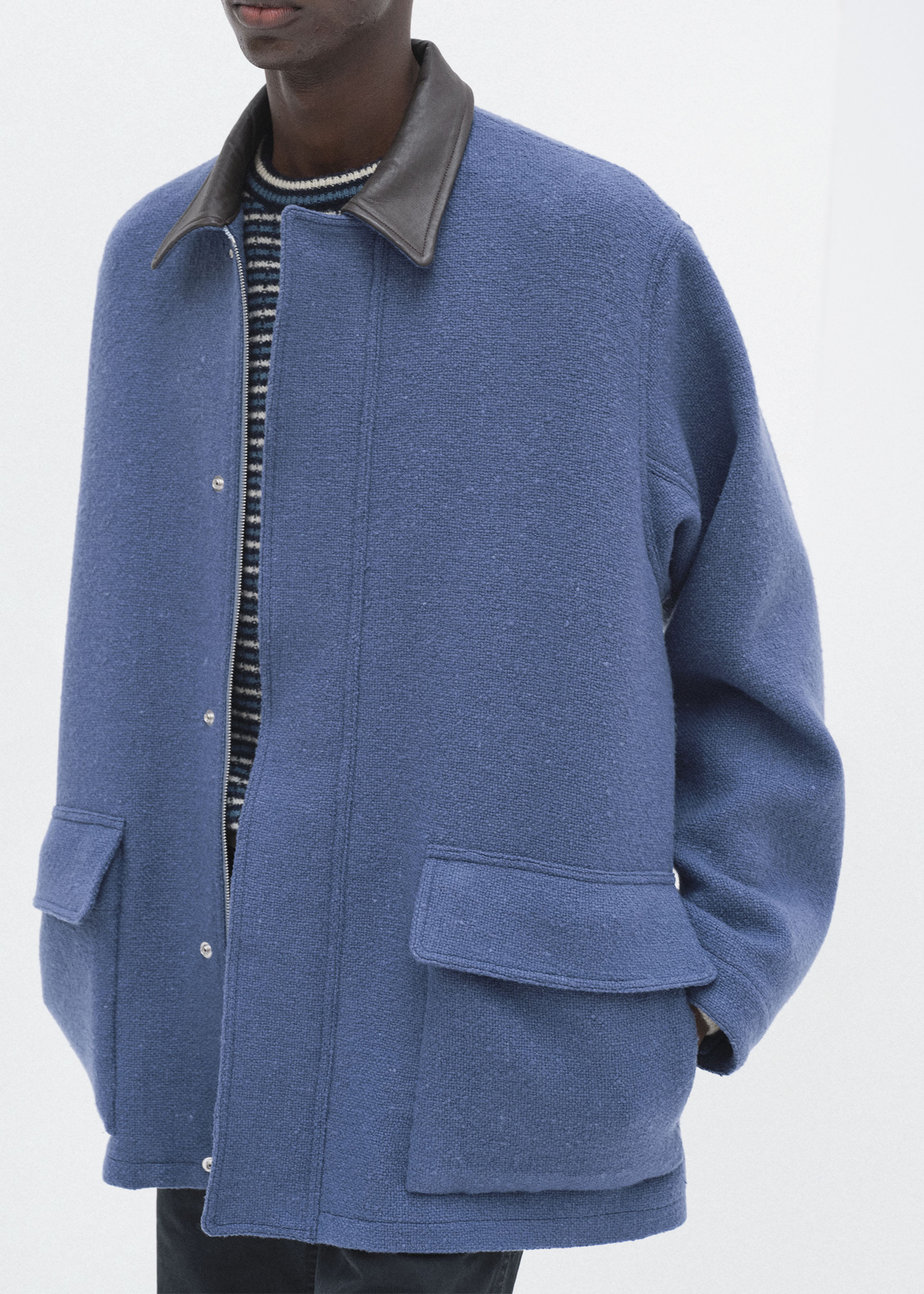 Homespun Tweed Zip Blouson –– Dusty Blue
