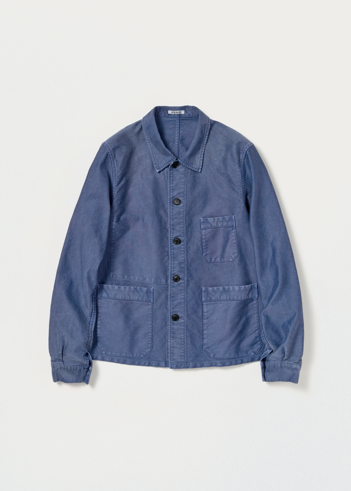 Garment-Dyed Organic Cotton Heavy Moleskin Coverall –– Faded Navy