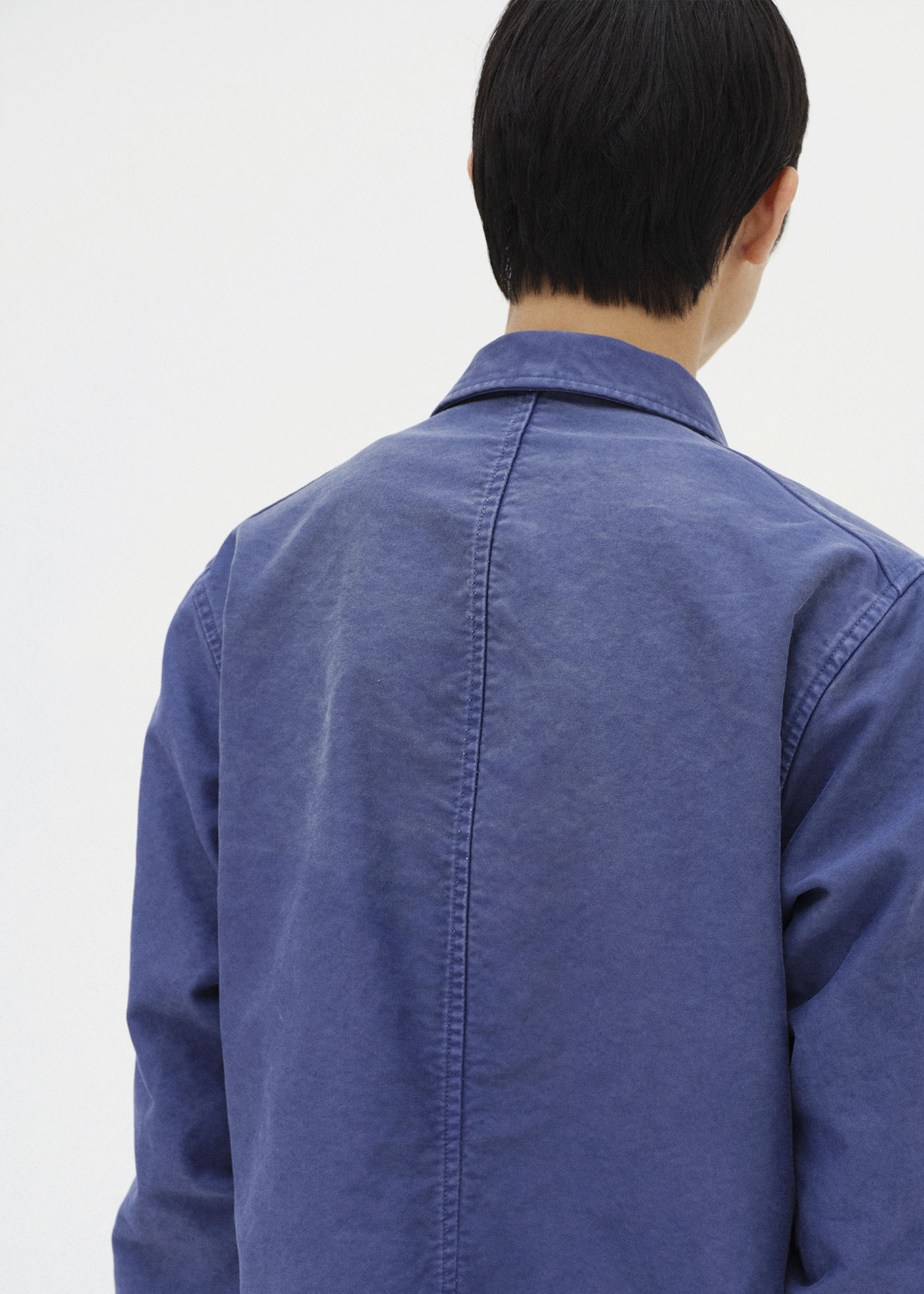 Garment-Dyed Organic Cotton Heavy Moleskin Coverall –– Faded Navy