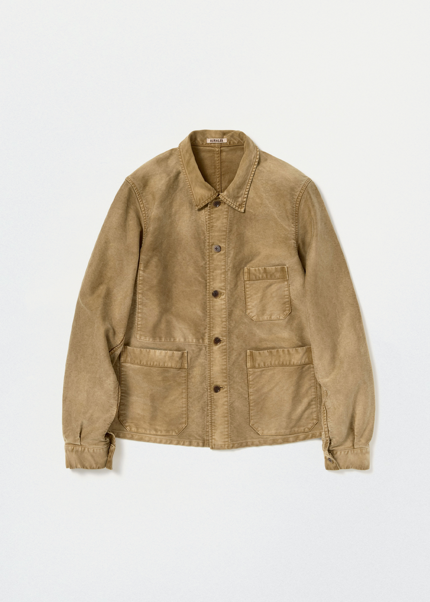 Garment-Dyed Organic Cotton Heavy Moleskin Coverall –– Faded Brown