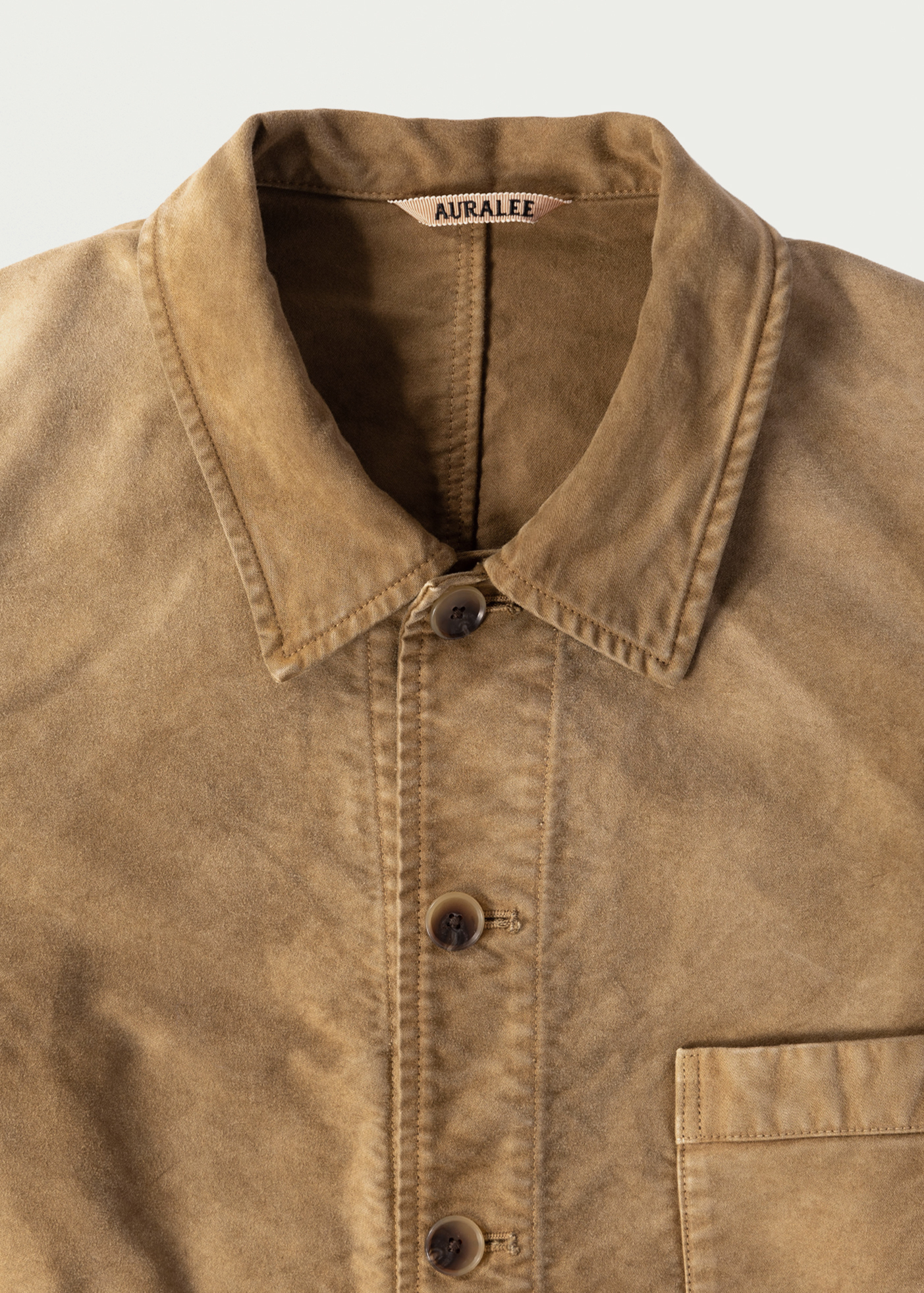 Garment-Dyed Organic Cotton Heavy Moleskin Coverall –– Faded Brown