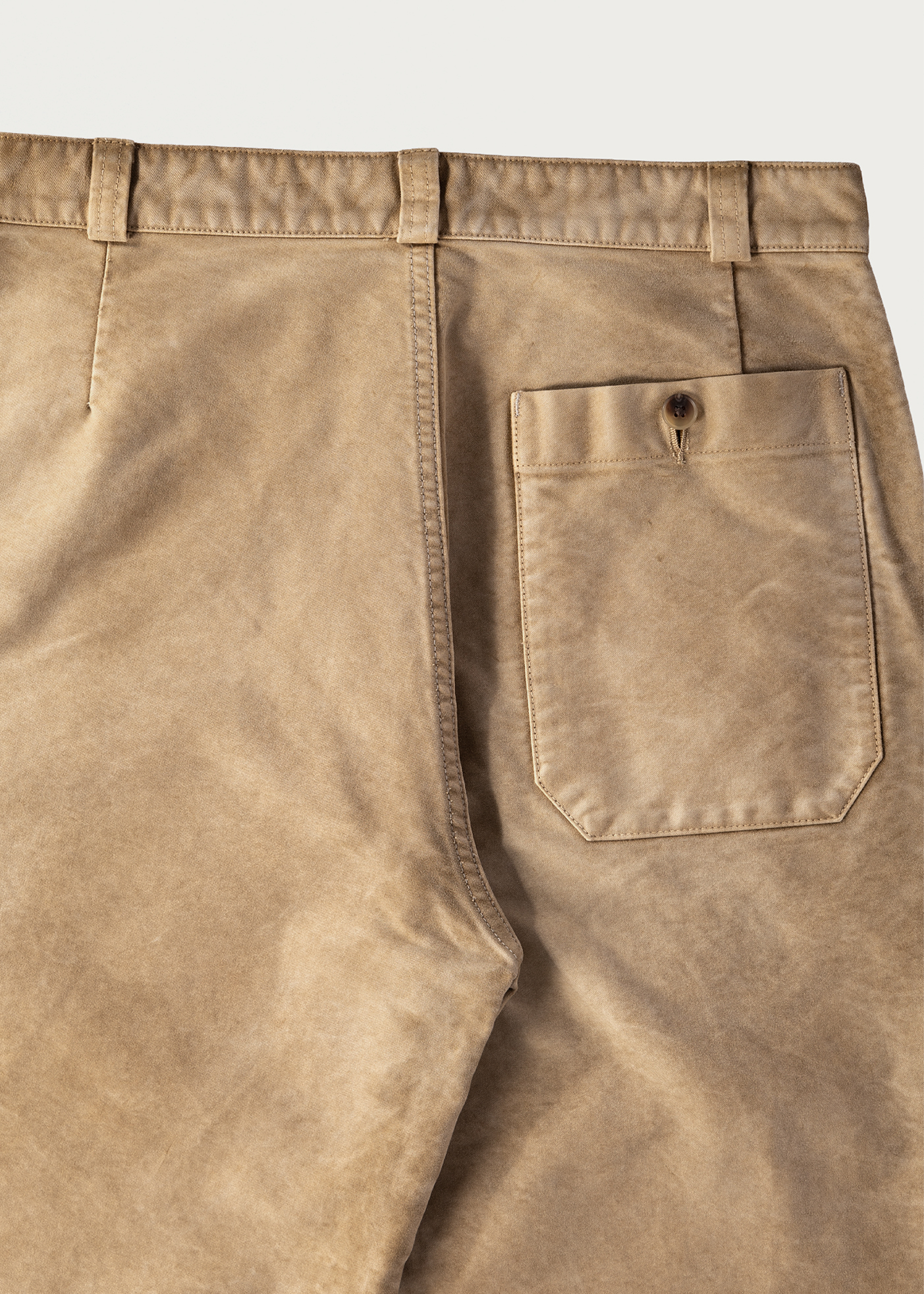 Garment-Dyed Organic Cotton Heavy Moleskin Pants –– Faded Brown