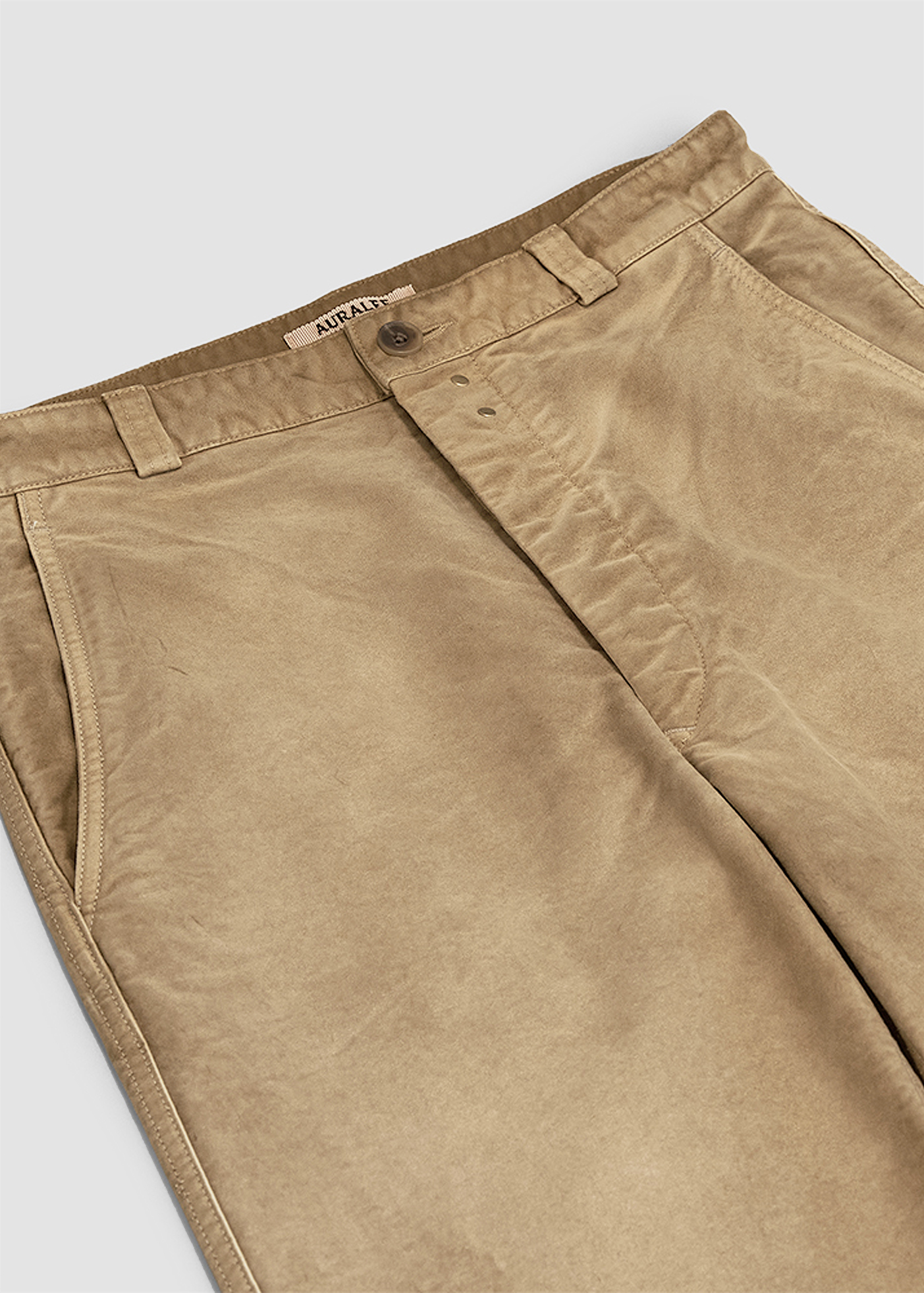 Garment-Dyed Organic Cotton Heavy Moleskin Pants –– Faded Brown