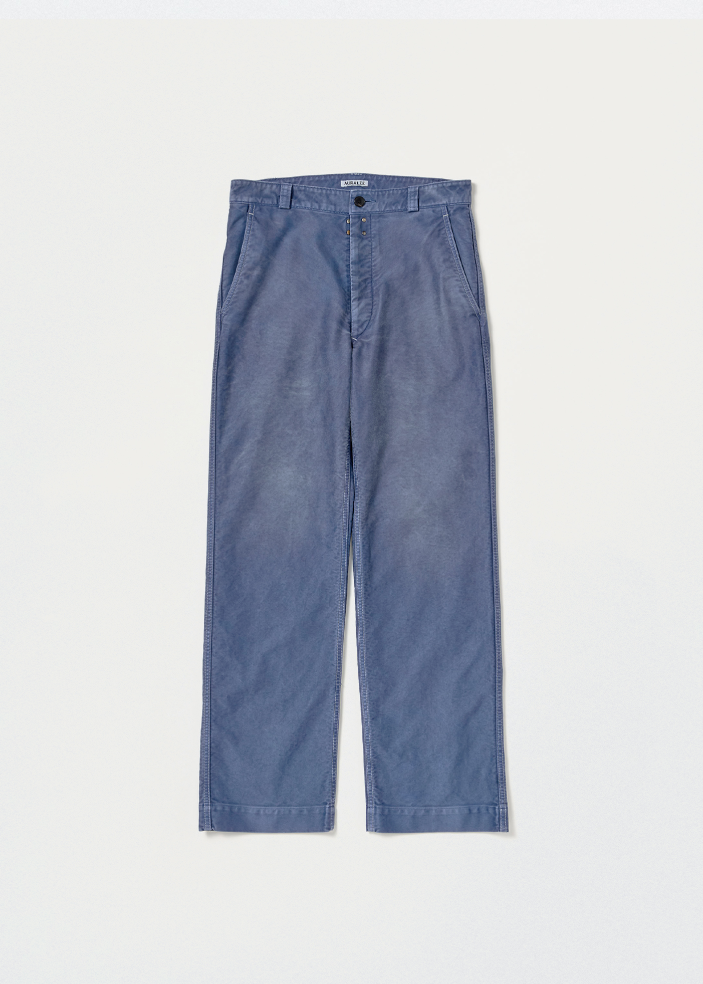 Garment-Dyed Organic Cotton Heavy Moleskin Pants –– Faded Navy