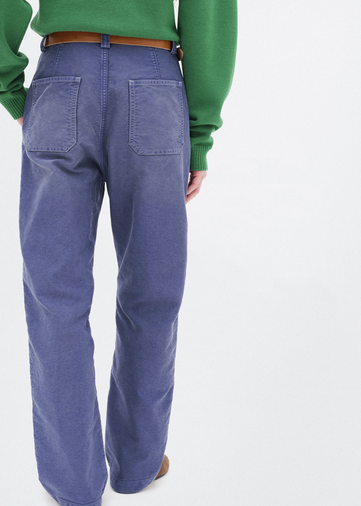 Garment-Dyed Organic Cotton Heavy Moleskin Pants –– Faded Navy