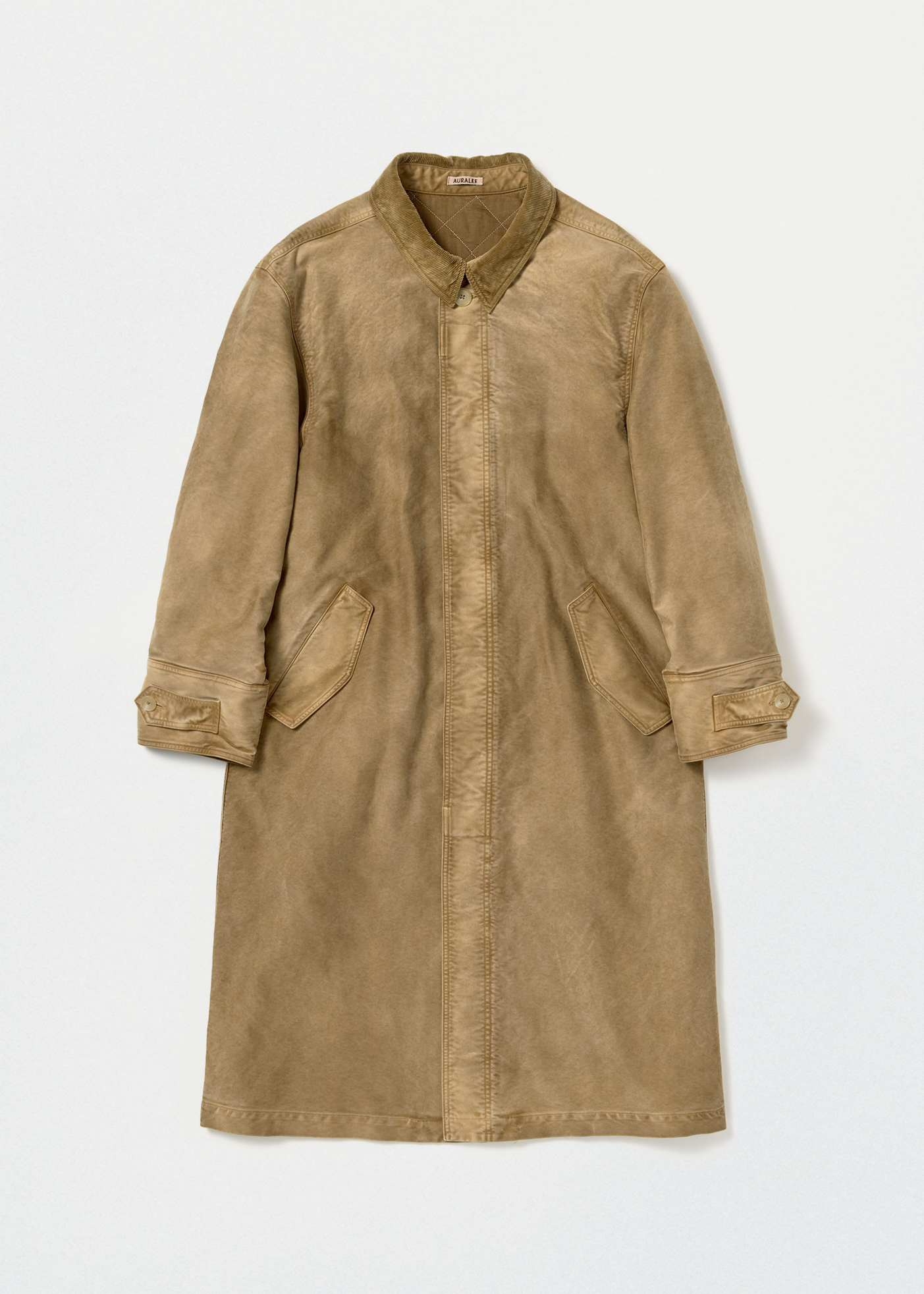 Garment-Dyed Organic Cotton Heavy Moleskin Coat –– Faded Brown