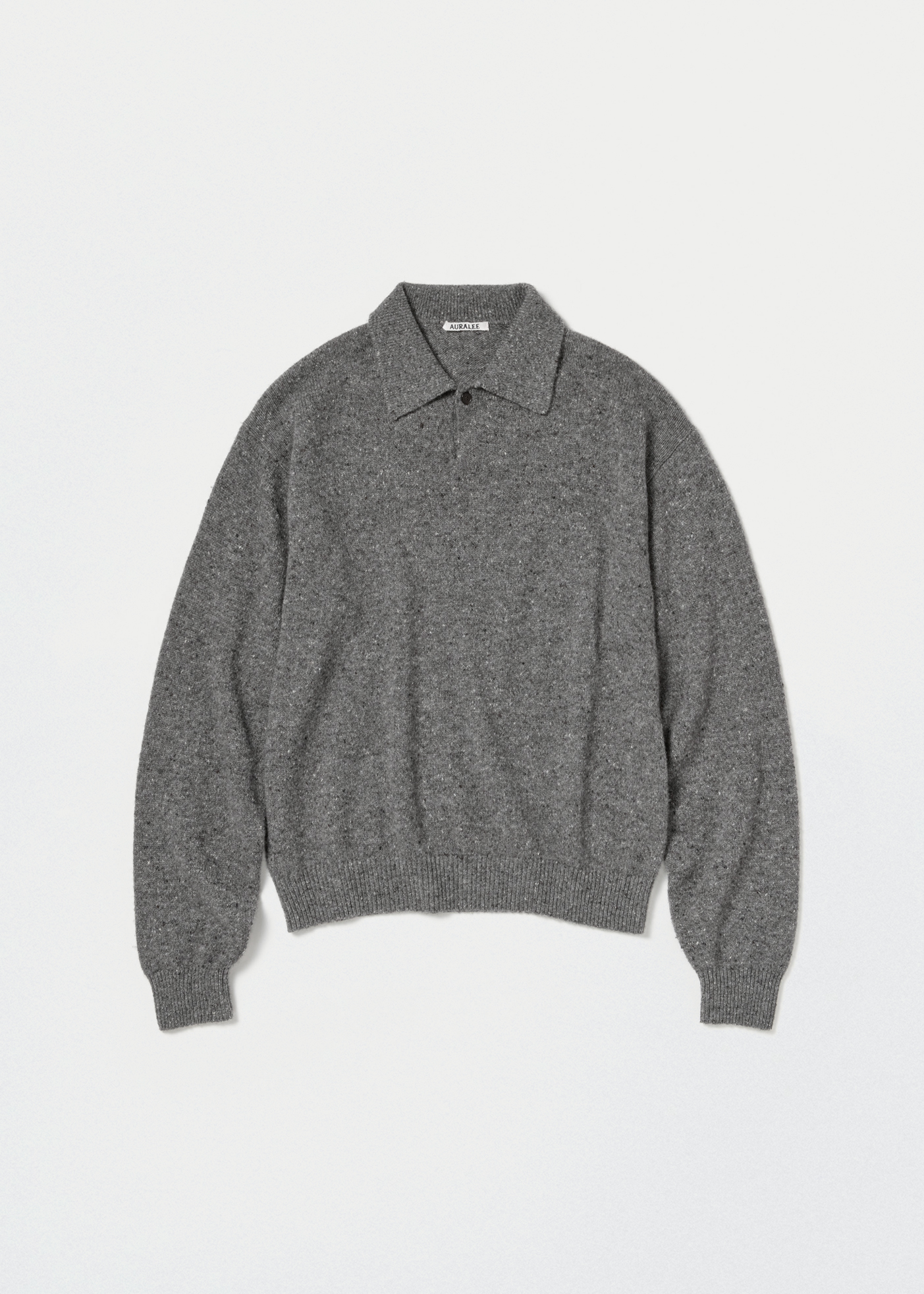 Cashmere Nep Knit Polo –– Mix Gray