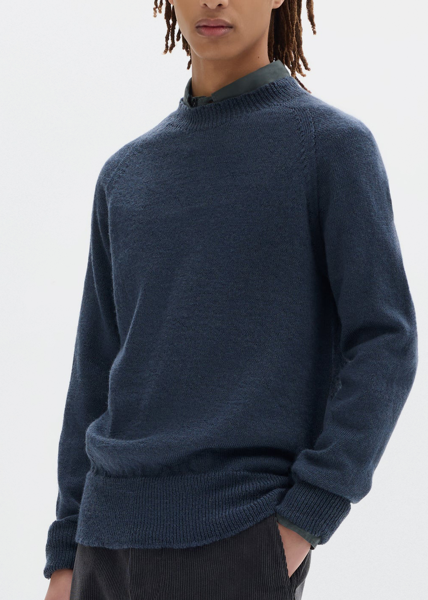 MHL Crew Neck Virgin Wool –– Uniform Blue