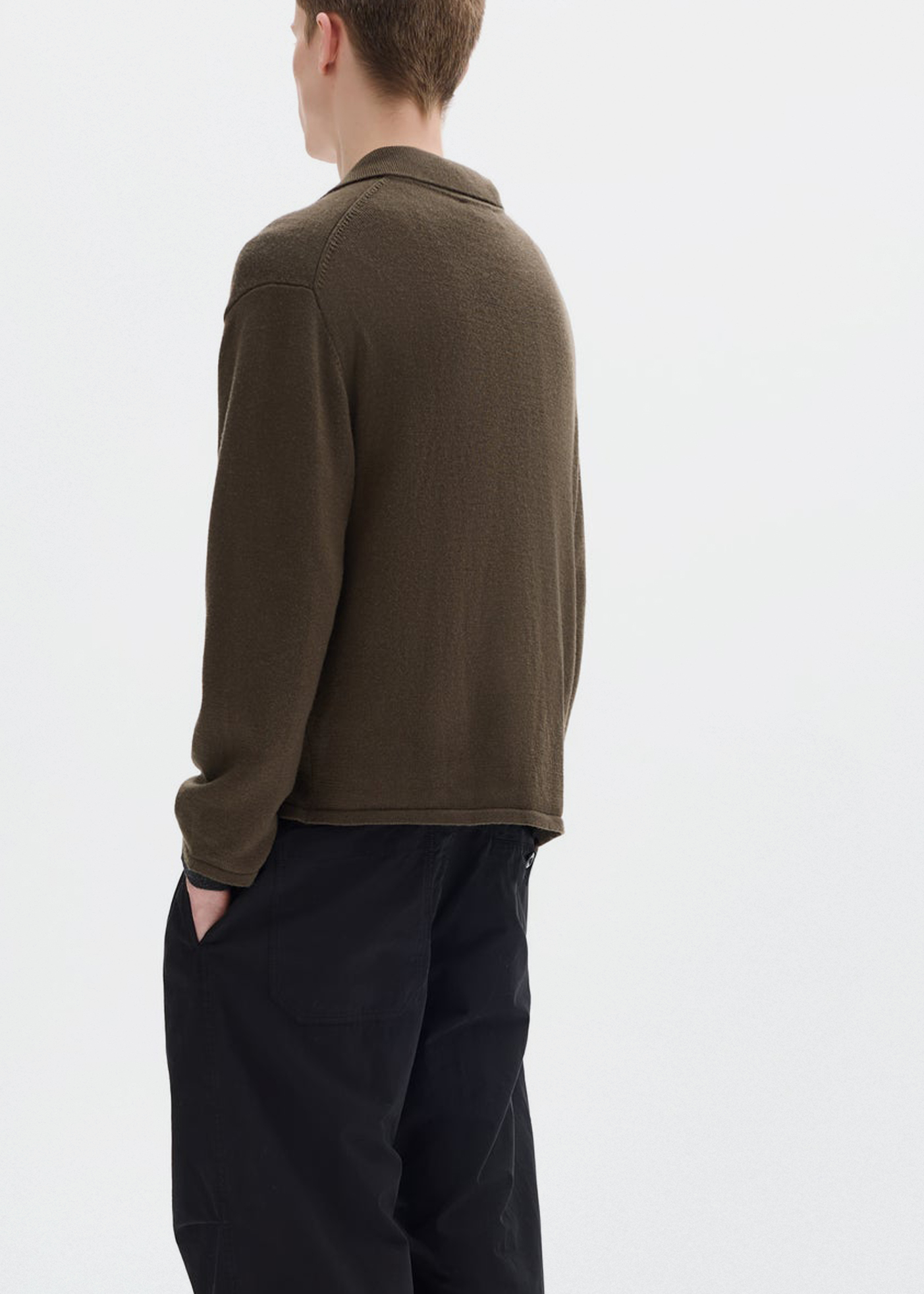 Collared Cardigan Japanese Spun Merino –– Khaki