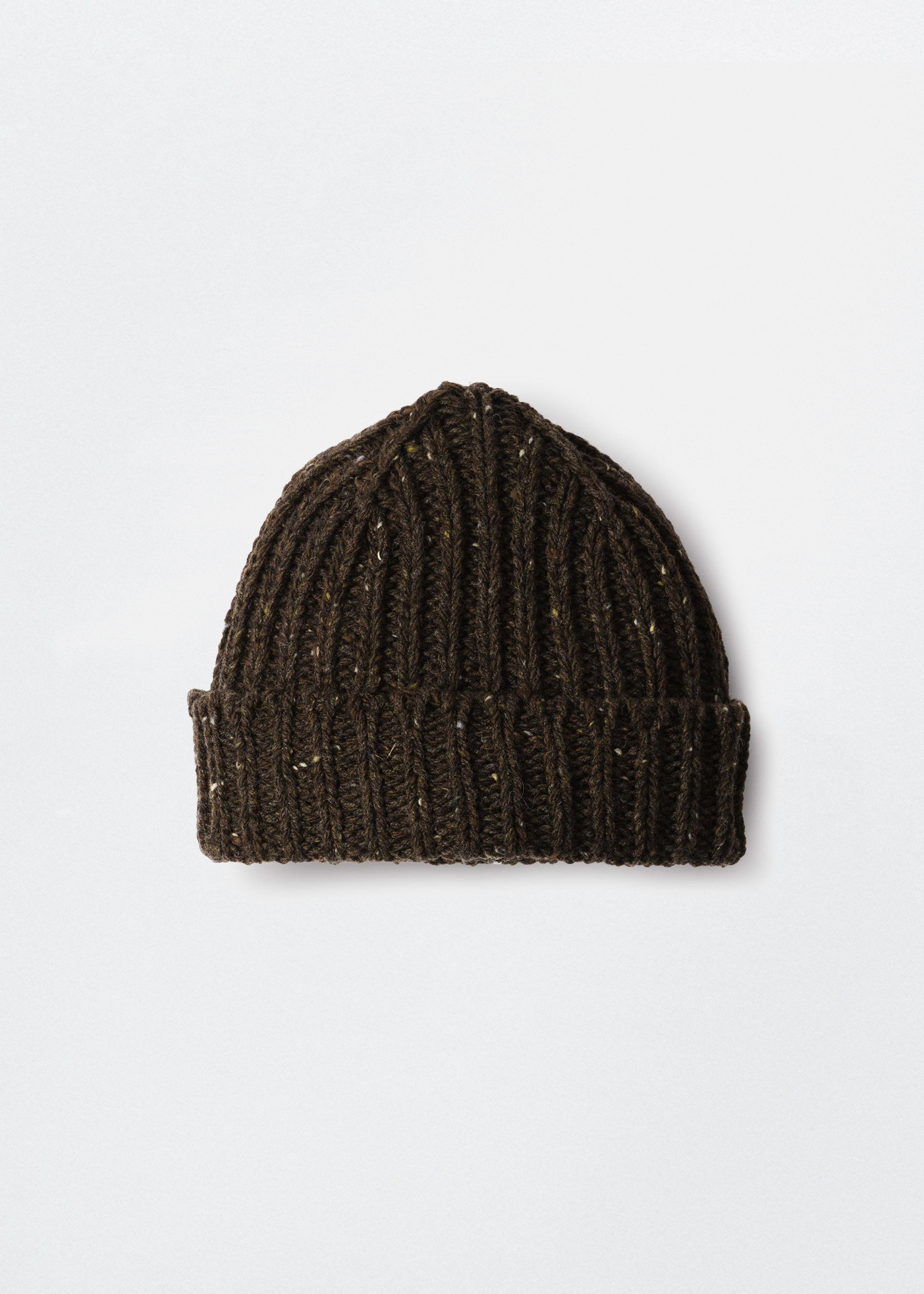 Chunky Rib Beanie Donegal Lambswool –– Earth