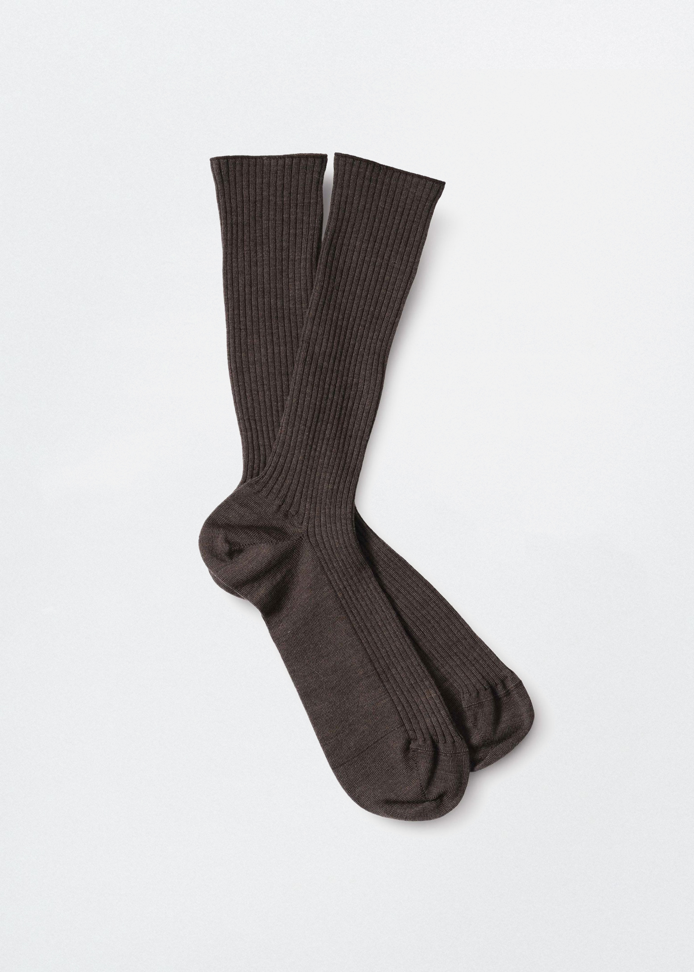 Full Rib Socks Fine Merino –– Dark Brown