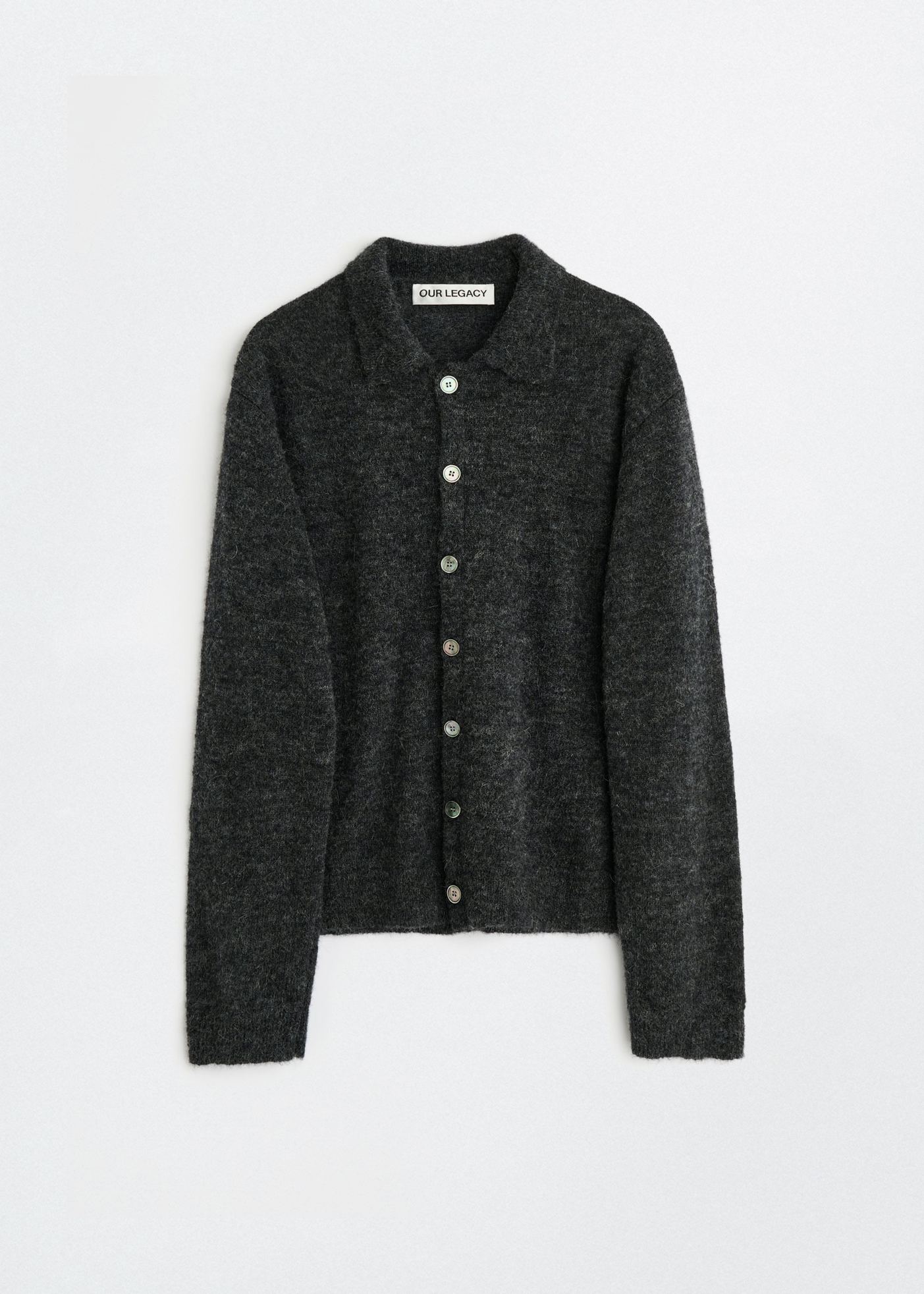 Evening Polo –– Charcoal Melange Fuzzy Alpaca
