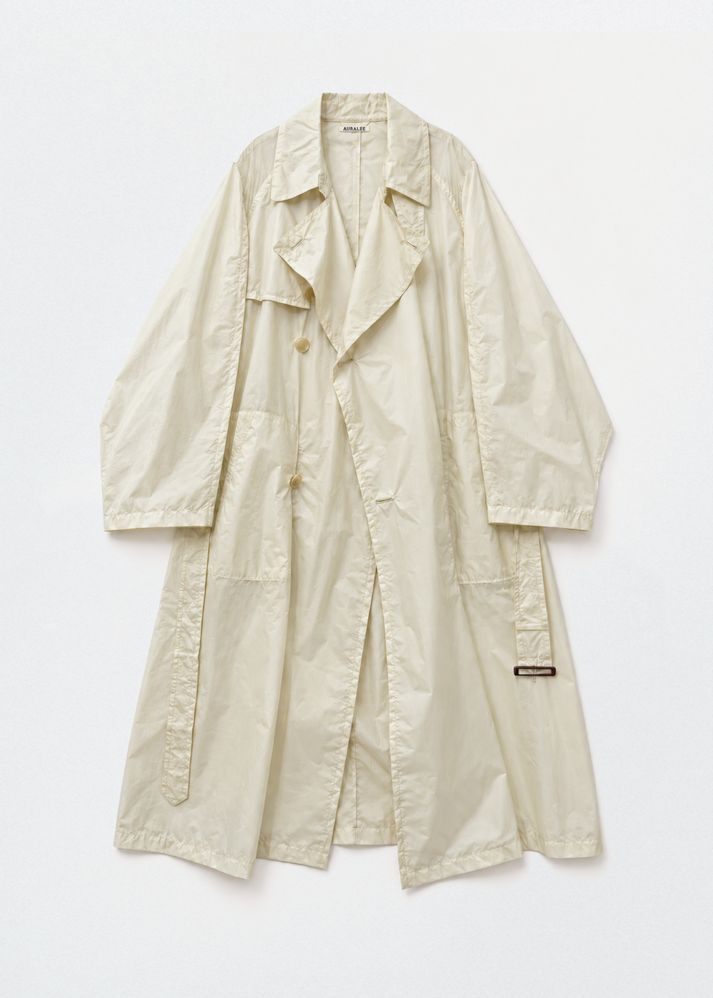 Sheer Nylon Ripstop Trench Coat –– Dusty Ivory