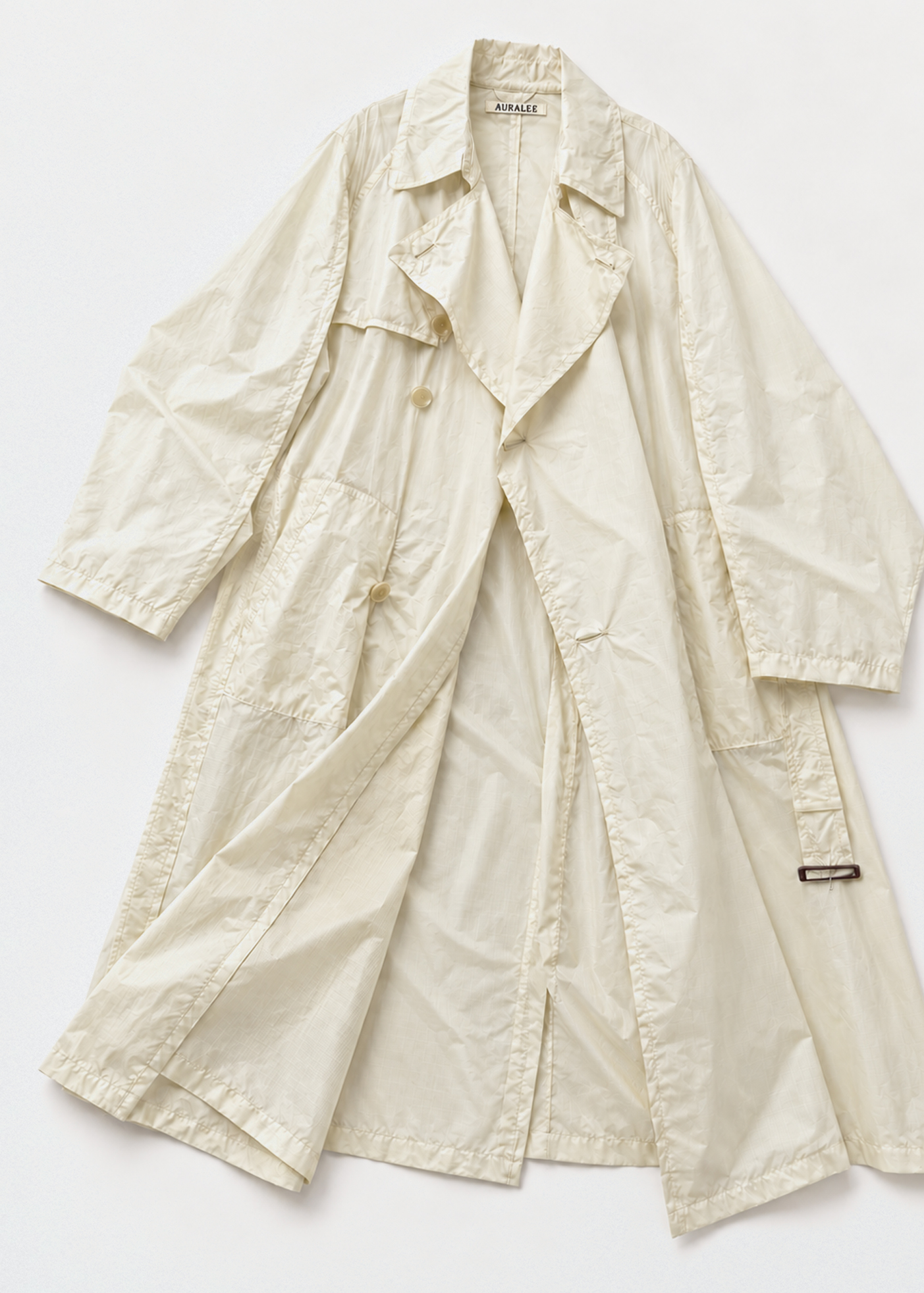 Sheer Nylon Ripstop Trench Coat –– Dusty Ivory