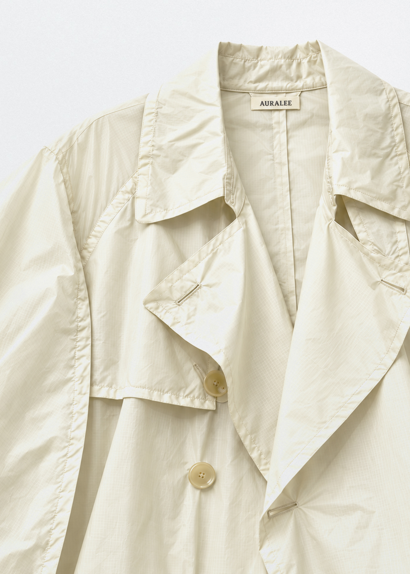 Sheer Nylon Ripstop Trench Coat –– Dusty Ivory