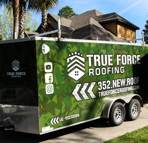 True Force Roofing emergency response crew on a damaged Gainesville roof