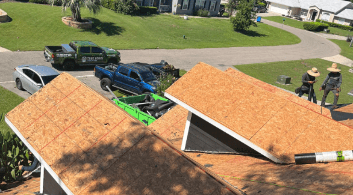 Roof deck and underlayment prepared during a Gainesville roof replacement