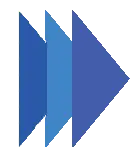 Three blue right-pointing arrows arranged from smallest to largest.