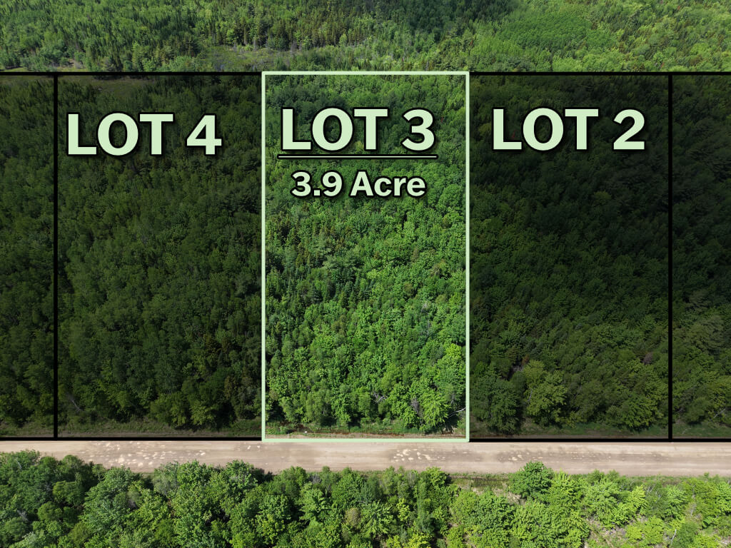 Front view of vacant land lot 3 in Saint-Ignace, New Brunswick