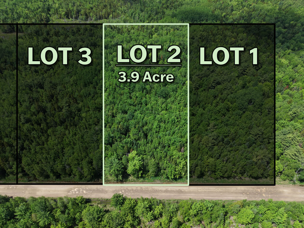 Front view of vacant land lot 2 in Saint-Ignace, New Brunswick