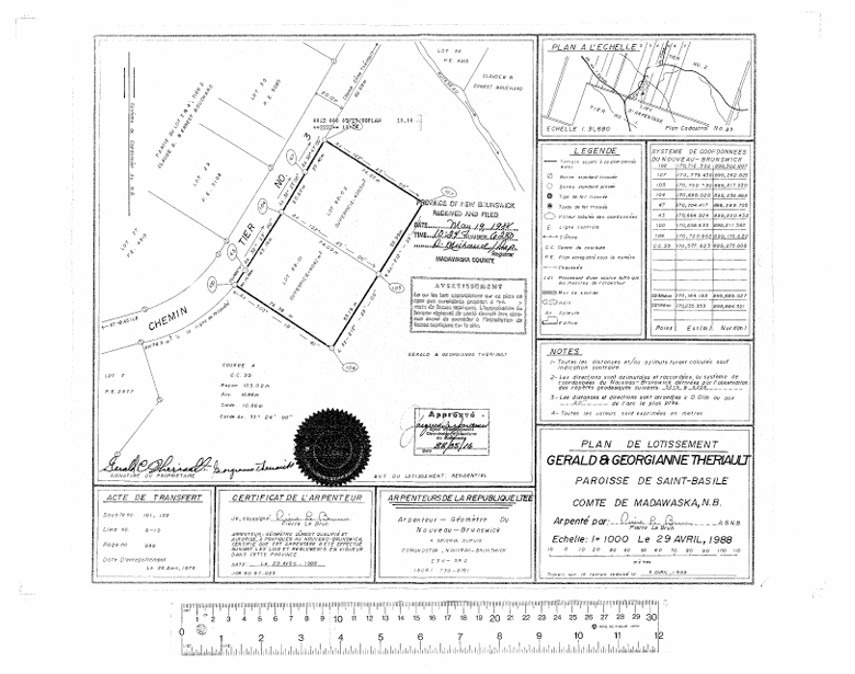 Zoomed subdivision plot map showing lot layout near Edmundston