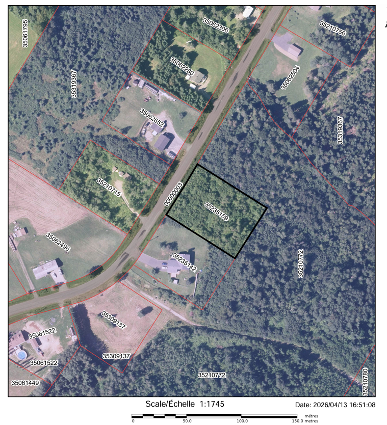 Subdivision plot map screenshot for land parcel near Edmundston