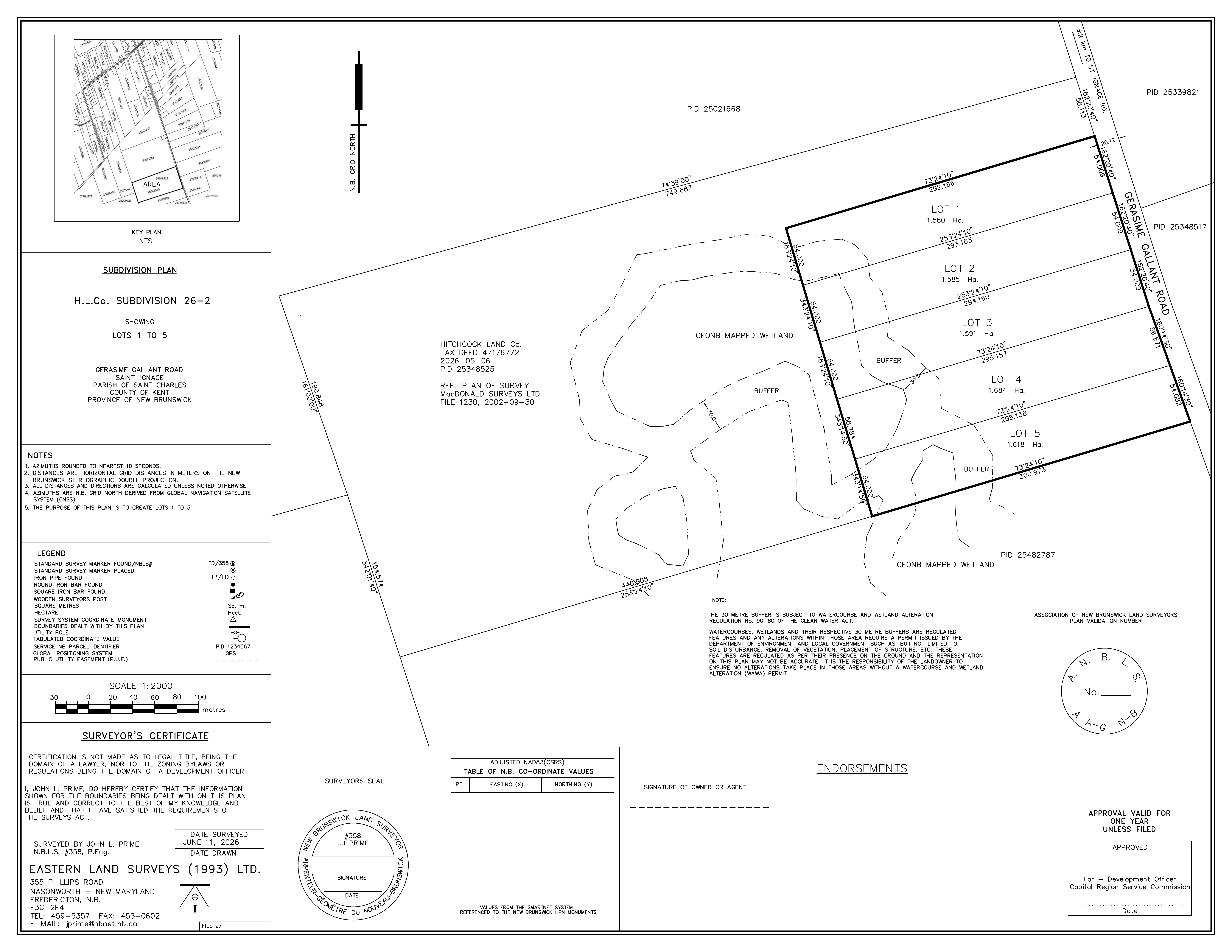 Subdivision plan map showing lot boundaries near Saint-Ignace