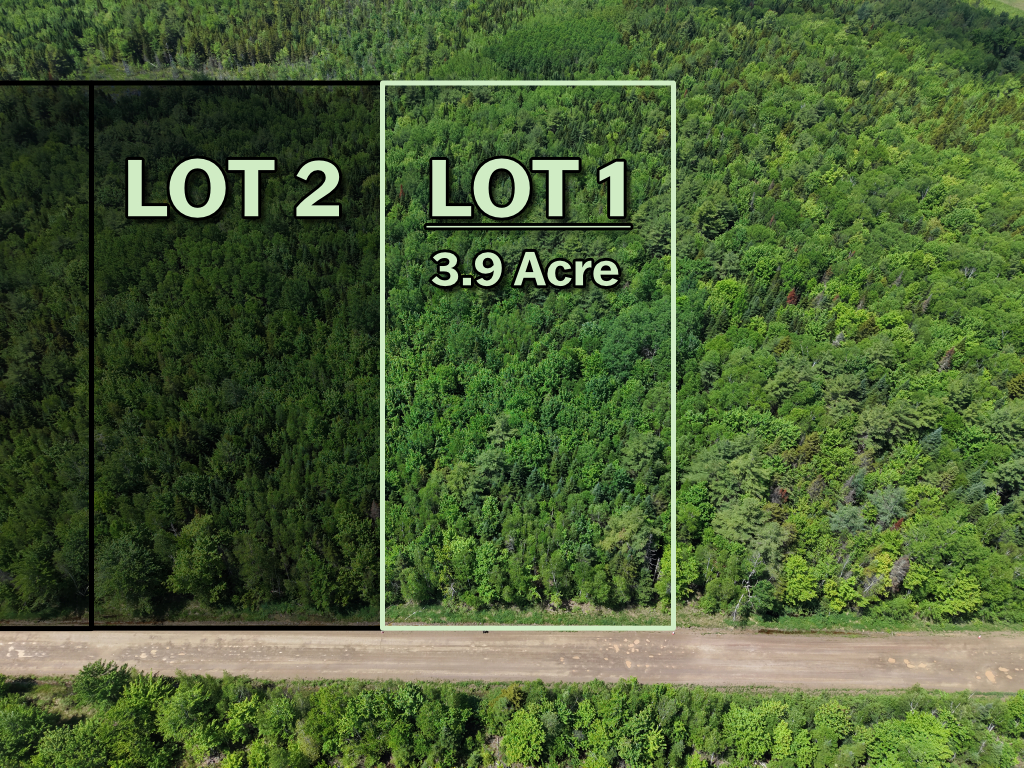 Front view of vacant land lot 1 in Saint-Ignace, New Brunswick