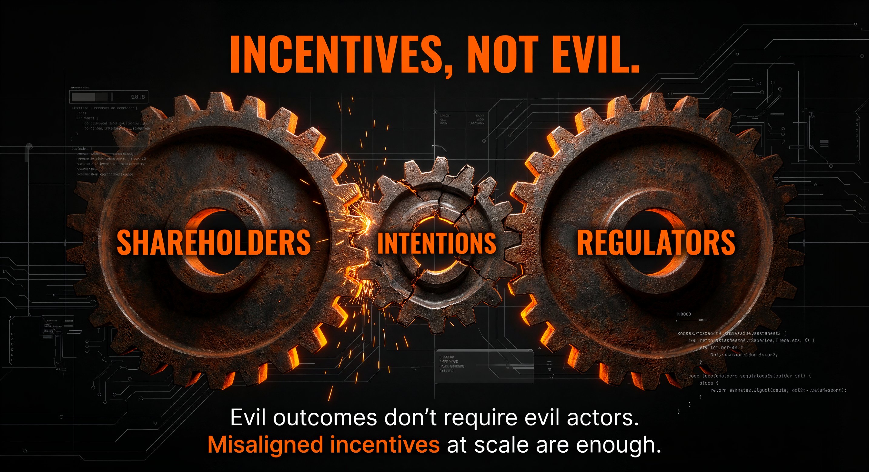 Incentives, Not Evil: Evil outcomes don't require evil actors
