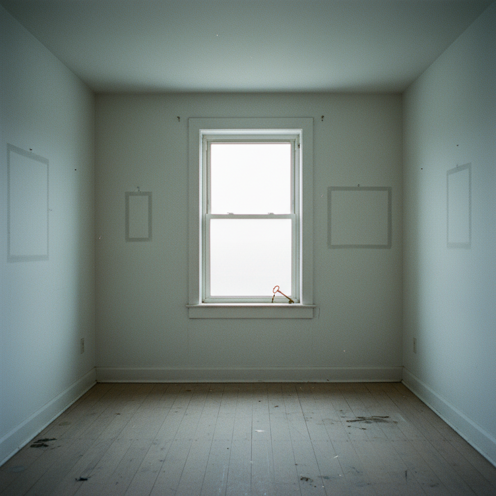 An empty apartment with ghost-outlines where pictures hung. A single key on the windowsill. You were renting a mind, but you didn't know the lease was month-to-month.