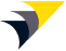 Three overlapping triangular shapes with rounded corners in yellow, dark blue, and blue colors.