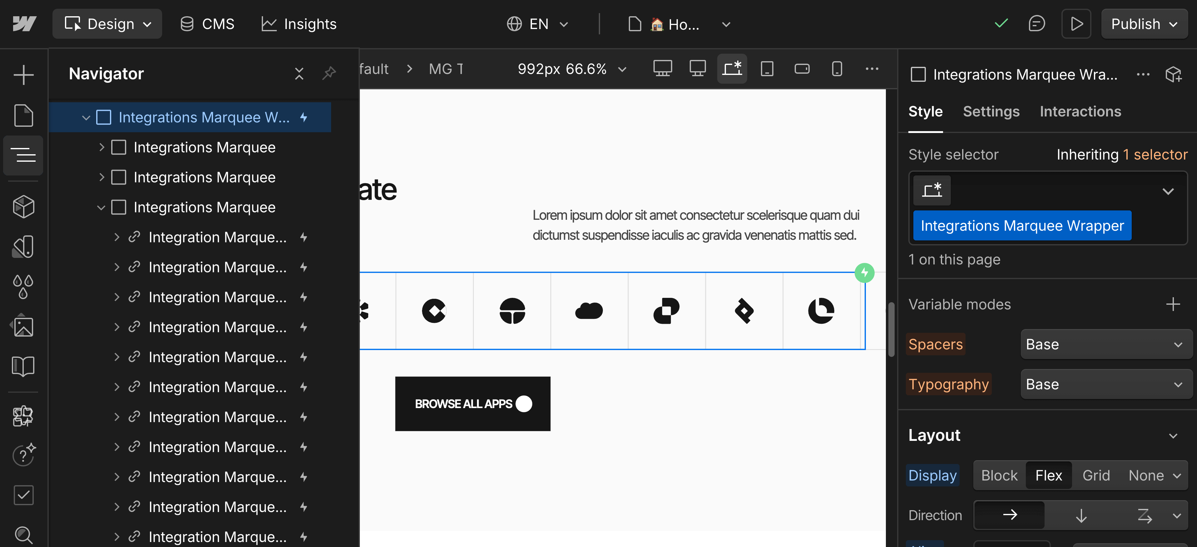 Marquee Wrapper Structure - Quantum Webflow Template